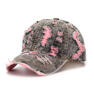 Ripped-line Letter Sun Hat Casual And Versatile