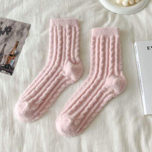Thick Solid-color Mid-calf Cotton Socks For Women - Image 6