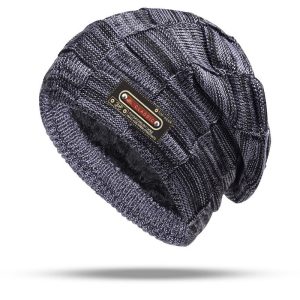 Fleece-lined Warm Knitted Mens Outdoor Beanie For Fall And Winter