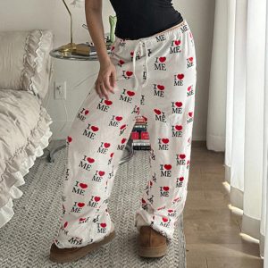 Loose-fitting Casual Pants With Printed Letters