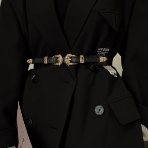 Black Elastic Slim Waist Belt Women's Versatile Stretch Waist Cincher