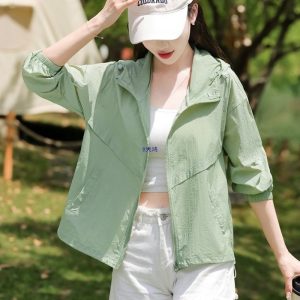 Versatile Womens Lightweight Breathable Sun-protective Top For Summer