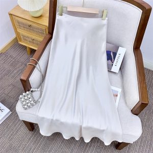 Water-wave-patterned Midi Skirt