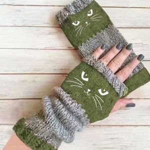 New Autumnwinter Stylish And Warm Patchwork Embroidered Gloves