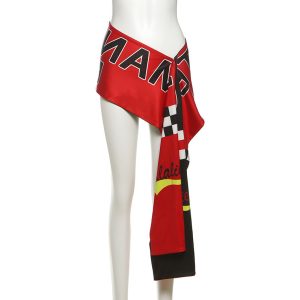 Womens Fashion Edgy Letter-printed Asymmetrical Waist Cincher