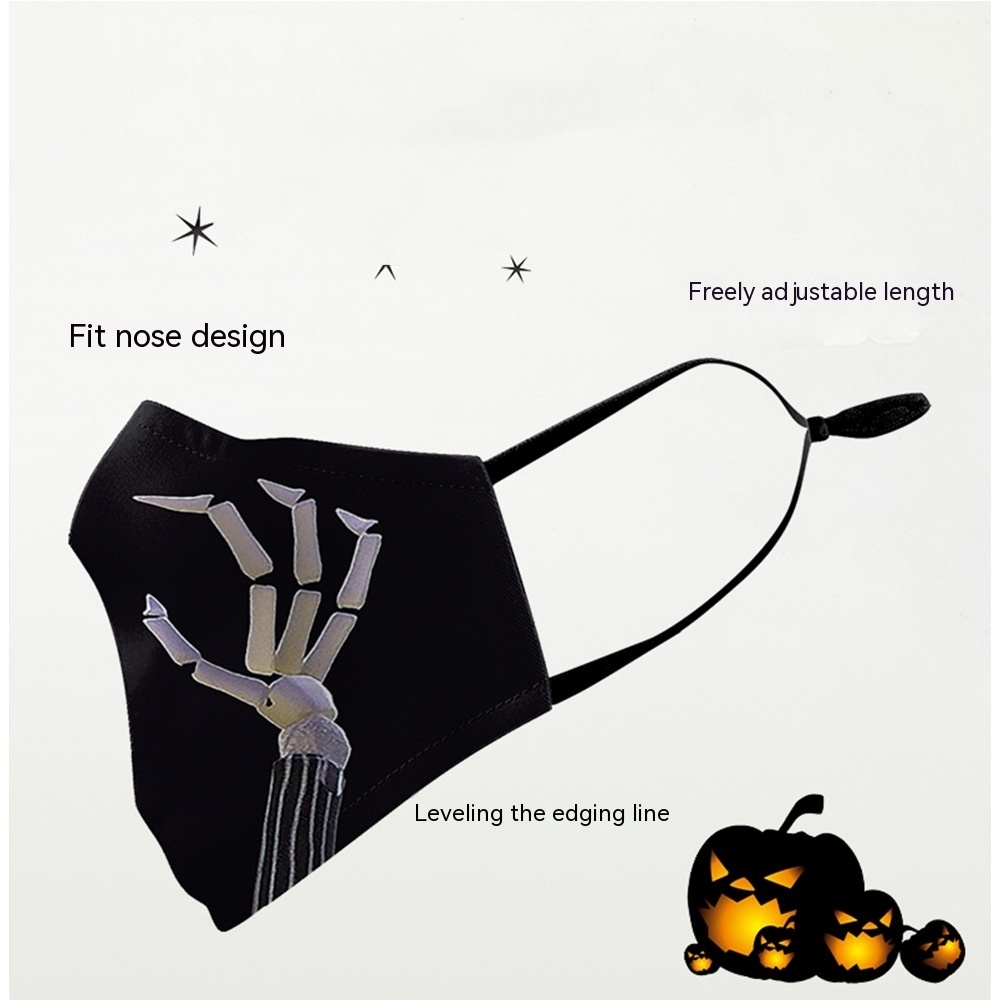 Digital Printing Halloween Funny Face Skull Double-layer Mask - Image 3
