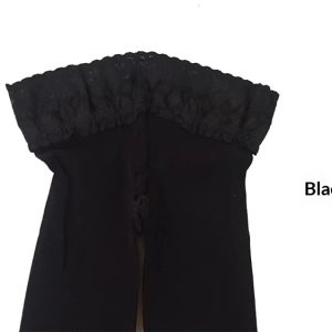 Lace Waistband With Goose Down Non-slip Slimming Tights