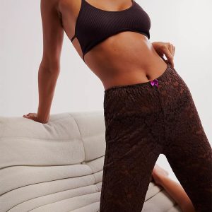 Womens Summer Suspender Lace See Through Sports Shorts