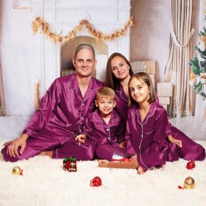 Children's Long-sleeved Parent-child Ice Silk Pajamas Suit