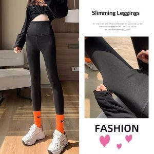 Womens High-waisted Denim Jeans With Fleece Lining For Fallwinter Wear