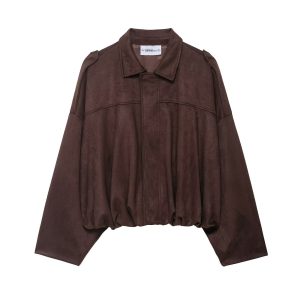 Suede Textured Aviator Long Sleeve Jacket