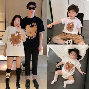 New Summer Cotton Parent-child Outfits Tops For A Family Of Three