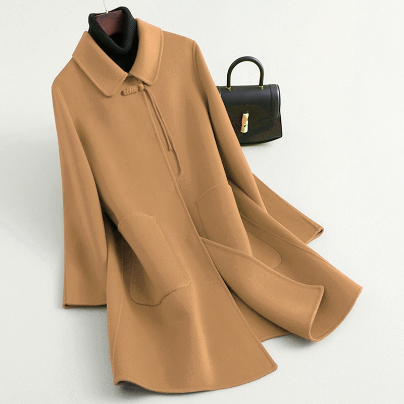 New Chinese-style Red Oversized Double-faced Wool Coat - Image 7