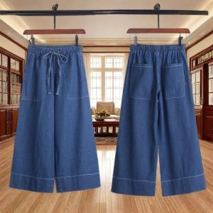 Height-enhancing Versatile Drapey Cropped Denim Jeans