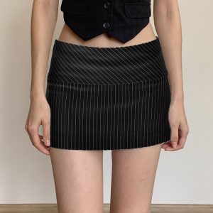 Simple Casual Low-rise Sexy Striped Skirt