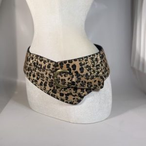 Chic AutumnWinter Horsehair Leopard-Print Fluffy Wide Belt