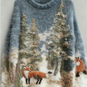 Womens Niche, Casual, Laid-back Oversized Animal-inspired Faux Fur Sweater