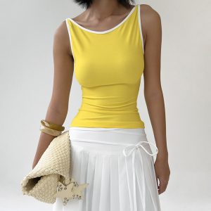 Womens Casual Sporty Cropped Slim-fit Camisole