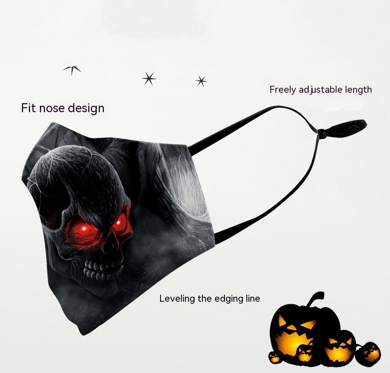 Milk Silk Double-layer Halloween Digital Printing Mask - الصورة 3