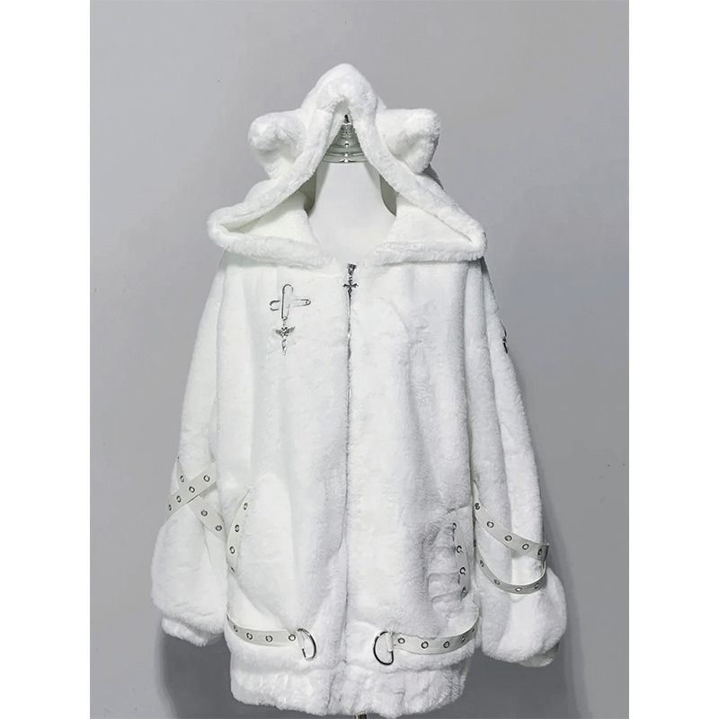 Cute Sweet Cat-ear Coat Mid-length Outerwear - Image 5