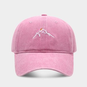 New Mountain Peak Sunset Embroidered Washed Baseball Cap