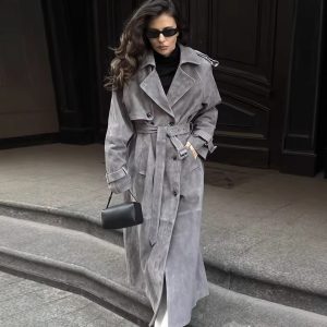 Womens Fashion Casual Mid Length Trench Coat Chic And Relaxed Fit Wool Outerwear