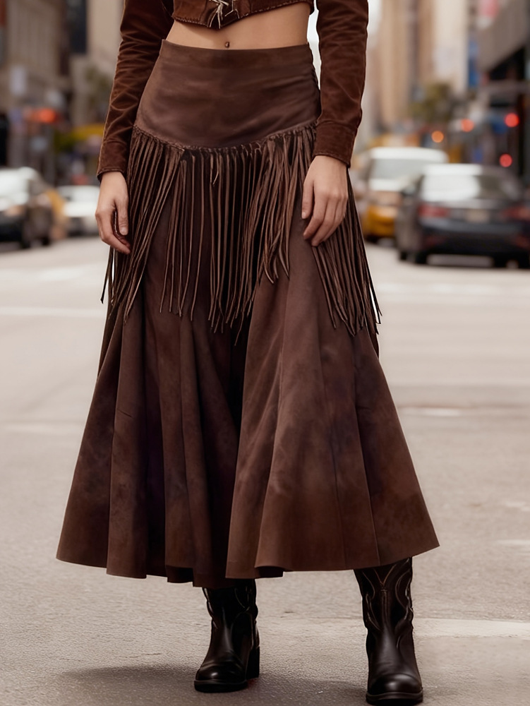 Elegant High-neck Figure-hugging Long-sleeve Knit Skirt - Image 4