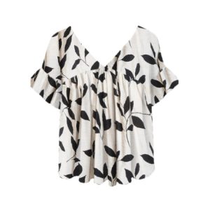 Womens Crew-neck Short-sleeve Floral-print Top