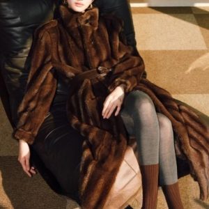 Mink-textured Three-dimensional Silhouette Belt Eco-fur Coat