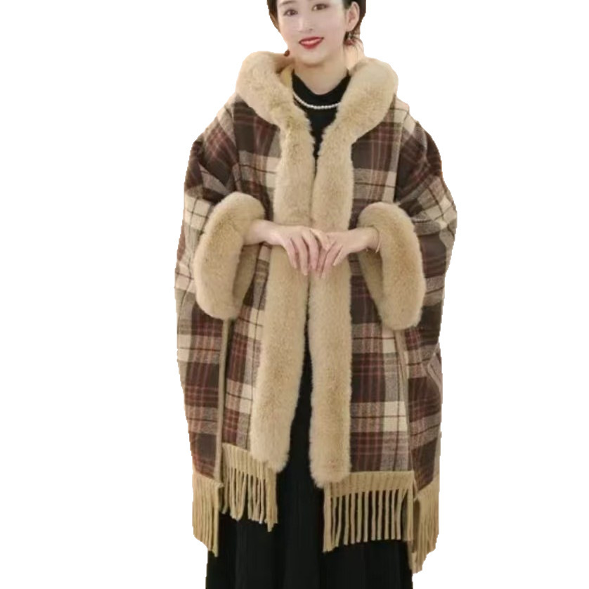 New Fallwinter Tippet With A Trendy Maillard Plaid Design Lined With Soft Fleece For Extra Warmth - الصورة 3