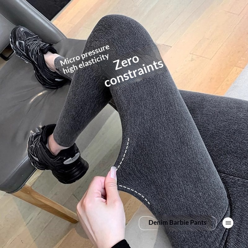 Womens High-waisted Denim Jeans With Fleece Lining For Fallwinter Wear - الصورة 3