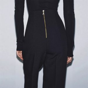 Retro Fashion Versatile Slimming High-waisted Pants With Zip Decoration