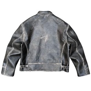 Eco-friendly Leather Handcrafted Distressed And Rubbed Short Wide PU Leather Jacket