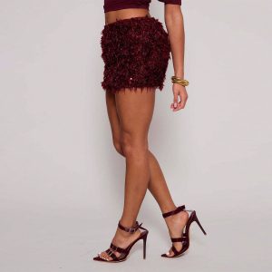 Ins-style Beaded Fluffy Sexy Low-rise Skirt For Women