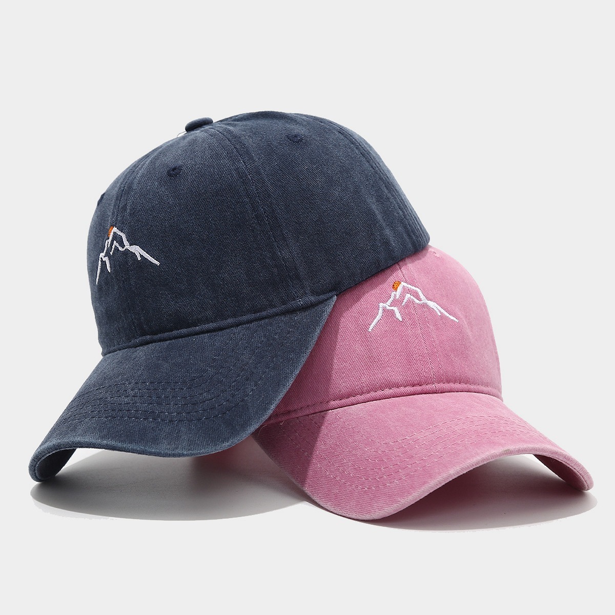 New Mountain Peak Sunset Embroidered Washed Baseball Cap - Image 3