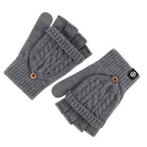 Flip-up Dual-use Half-finger Gloves For Womencold-proof And Warm-keeping