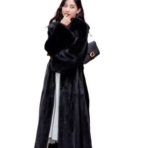 Womens Relaxed-fit Faux Mink Coat