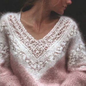 Womens Digitalprint Vneck Loose Sweater With A SoftCozy Feelperfect For Casual Wear