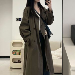 Korean Style Mid-length Trench Coat