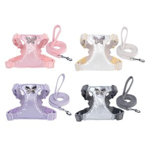 Small Dog Chest Strap Easy Walking Dog Metal Butterfly Hand Holding Rope