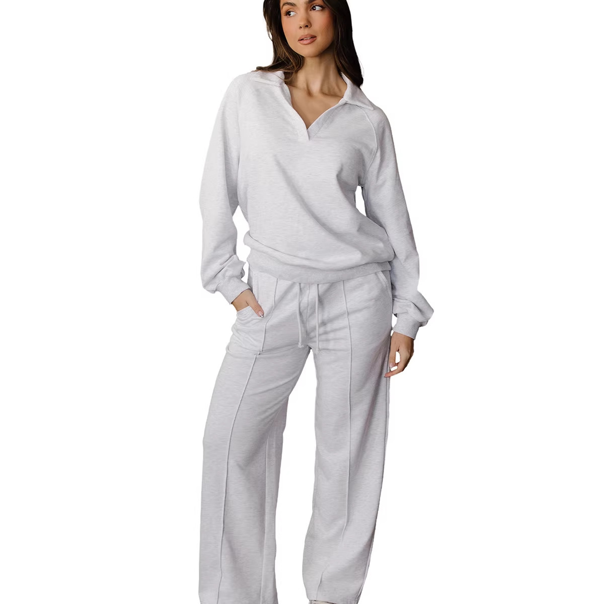 Solid-color Casual Fashion Two-piece Set - الصورة 5