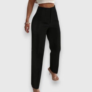 Womens High-Waisted Slimming Straight-Cut Casual Cropped Pants