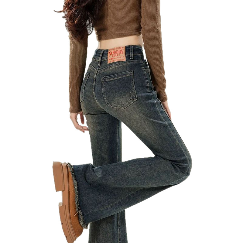 Flared Denim Jeans For Women Autumn Cement Gray - Image 5