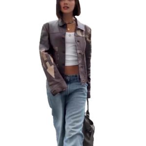 Fashionable Minimalist Versatile Printed Leather Short Jacket With Long Sleeves