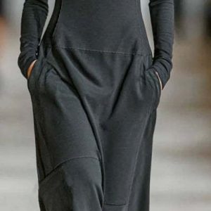 Stand Collar Casual Long Elegant Women's Dress