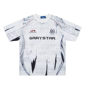 Short Sleeve Round Neck Black And White Printed T-shirt