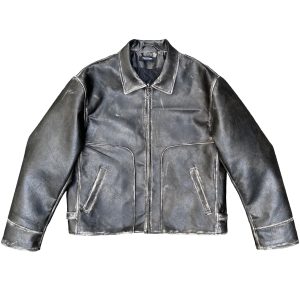 Eco-friendly Leather Handcrafted Distressed And Rubbed Short Wide PU Leather Jacket