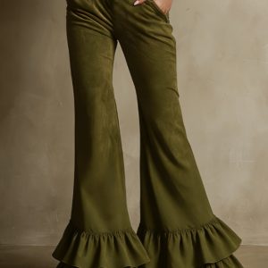 American Retro Double Ruffled Flared Pants For Women