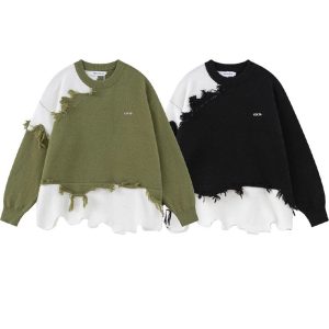 Mens Relaxedfit HighendDesignforward Color-block Knit Couples Sweater