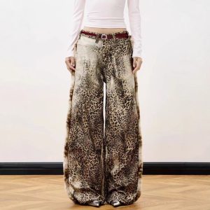 Leopard-Print American-Style Street Denim Jeans For Men